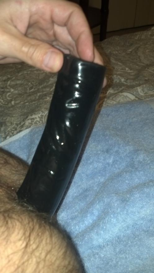 5 inches of 10" inside my tight ass. Very fulfilling!  I was so excited as this was MY first BIG dildo!  I flew home from the sex shop, and wore it out for a few hours!!